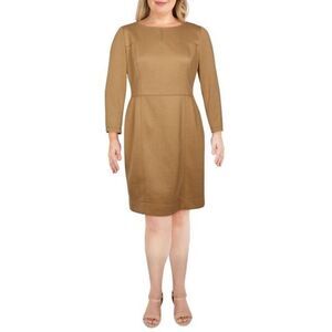 Anne Klein tan scuba sheath dress sz 8